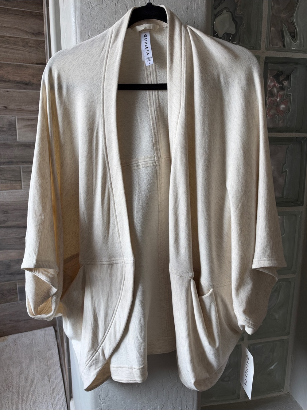 Athleta Cream Open-Front Lightweight Cardigan